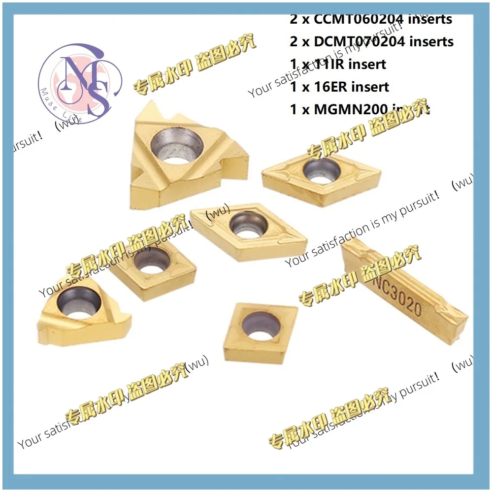 2 Sets, Turning Tools Carbides Inserts For 12mm Shanks Lathe Boring Bar Holder Sets Kit CCMT060204 11IR 16ER MGMN200 DCMT070204