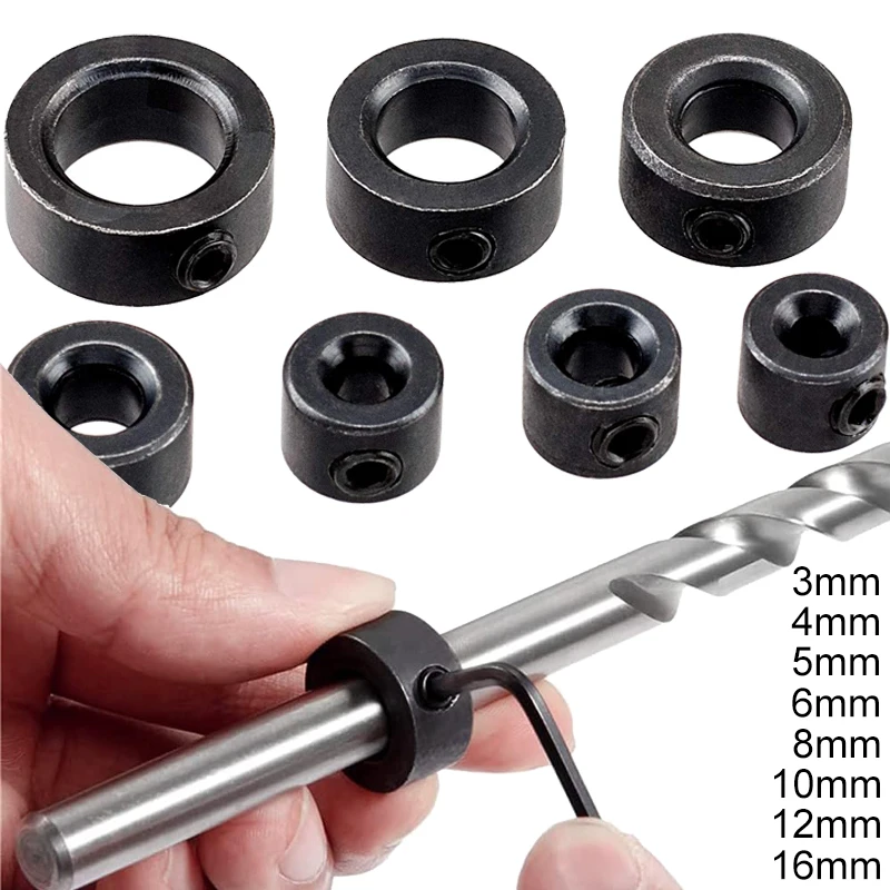 

7/8pcs Drill Bit Depth Stop Collars Ring Drilling Locator Limit Metric Locks Ajustable Positioner Hole Guide Woodwork Tools