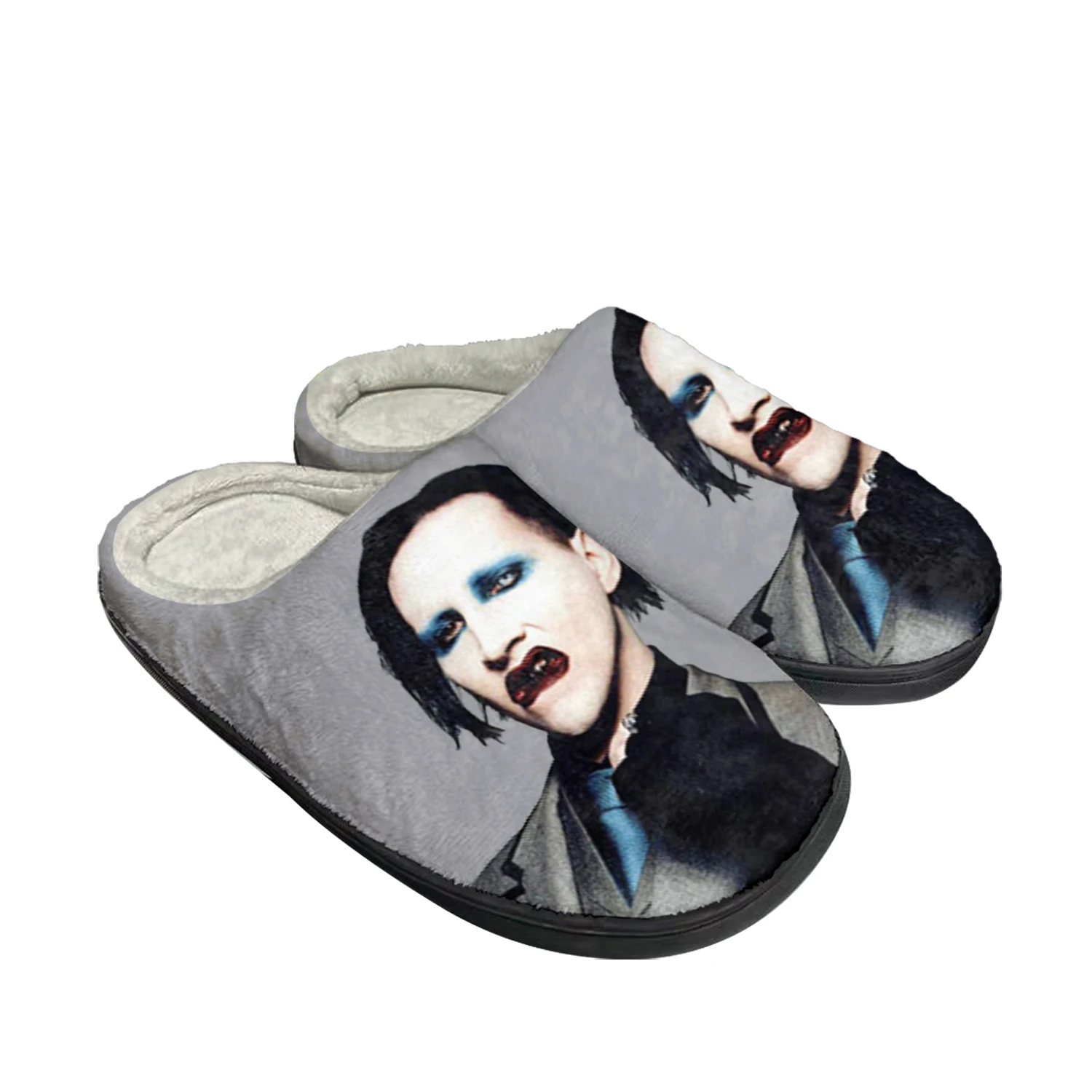 Rock Band Cantor Marilyn Manson Casa Algodão Personalizado Chinelos Mens Womens Sandálias de Pelúcia Quarto Manter Quente Sapato Térmico Chinelo