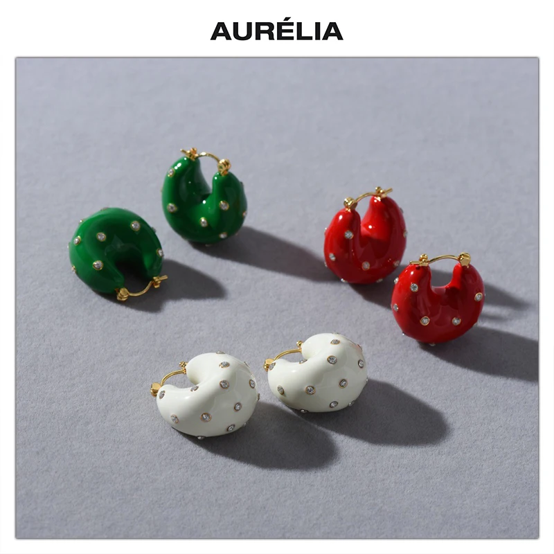 Europe America Drip Glazed Colored Zircon Earrings Woman Unique Design Trendy Jewelry