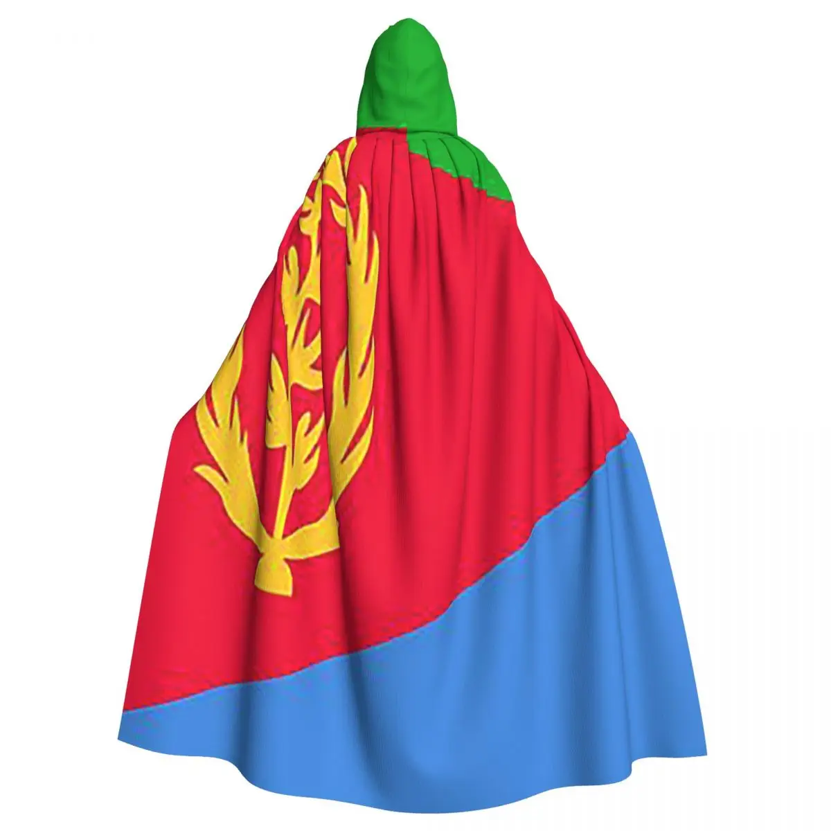 Eritrea Flag Long Hooded Cloak Witch Medieval Costume Cosplay Cape HalloweenCoat Adult Unisex