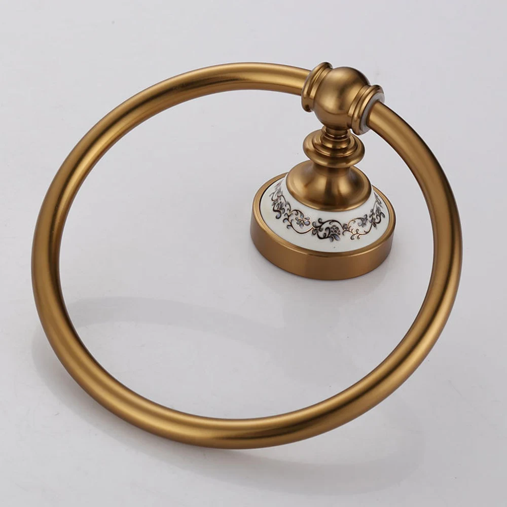 Bad Wand Montiert Runde Handtuch Ringe Handtuch Rack Gold Blau Und Weiß Porzellan Handtuch Ring Handtuch Rack Küche Lagerung Accessoy
