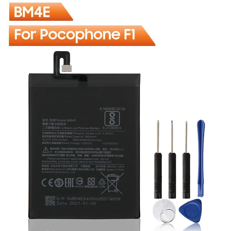 

NEW Replacement Phone Battery BM4E For Xiaomi Pocophone F1 Poco F1 BM4E Rechargeable Battery 4000mAh