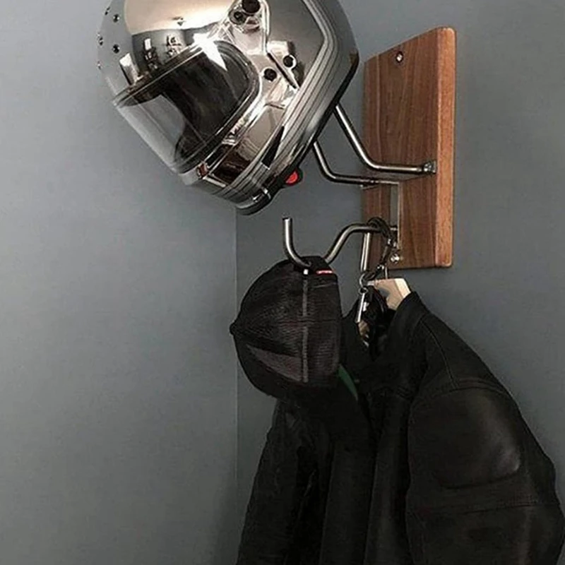 Supporto per casco da moto con montaggio a parete da 1 pezzo, come mostrato in metallo, gancio per casco da bicicletta da calcio in legno