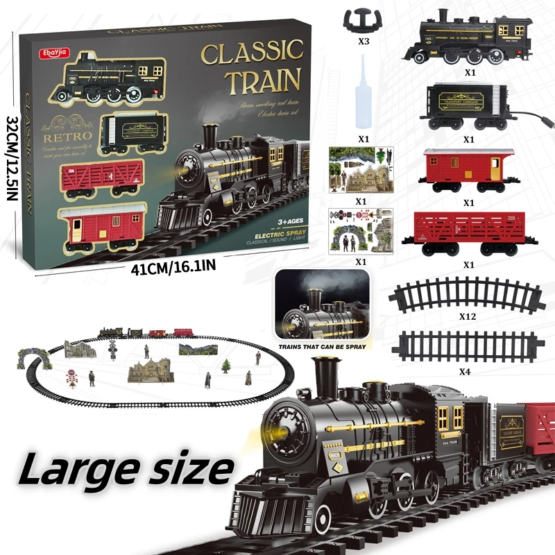 Kids Electric Steam Train Toy Rail High-Speed Rail Parking Lot Model Family Reunion Party Game Boy EMU Birthday Gift