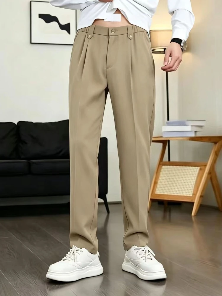 Men's Summer Thin Pants Business Casual Trousers New Solid Color Slim Fit Straight Leg Long Pants