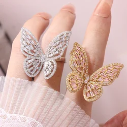 New Sight New Fashion Brand Jewelry Zirconia Butterfly Engagement Rings for Women Gift Adjustable Open Wedding Rings