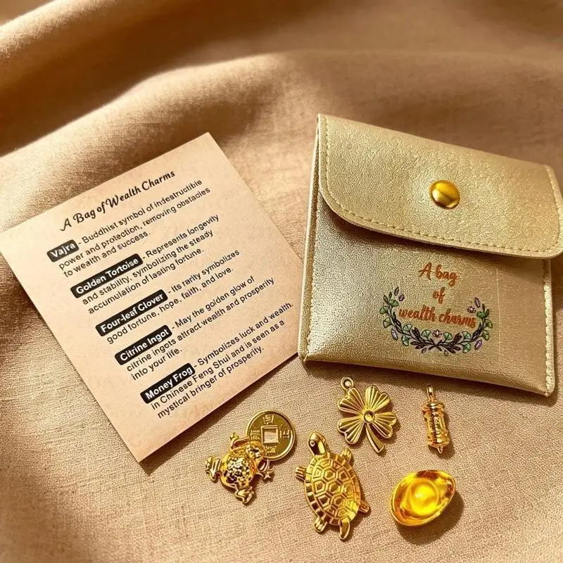 5Pcs Fengshui Lucky Frog Wallet Charm Money Biting Golden Frog Alloy Amulets Ornaments For Good Fortune Financial Stability