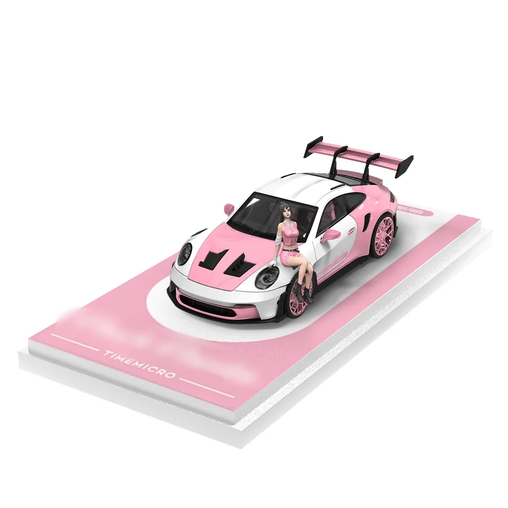 TimeMicro1/64 992 GT3 RS- Pink painting beautiful girl Resin doll Edition set limited collection gift/shipping March 2025