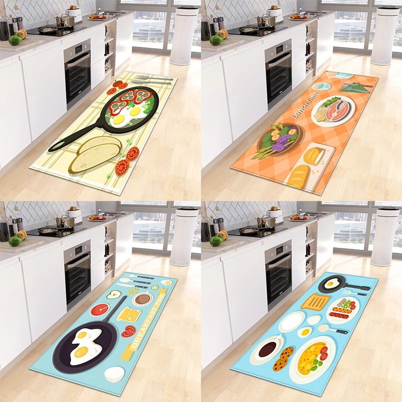 Restaurant Kitchen Decoration Mats Entrance Door  Tableware Gourmet Printing  Non-slip Rugs Cartoon Cute Home 