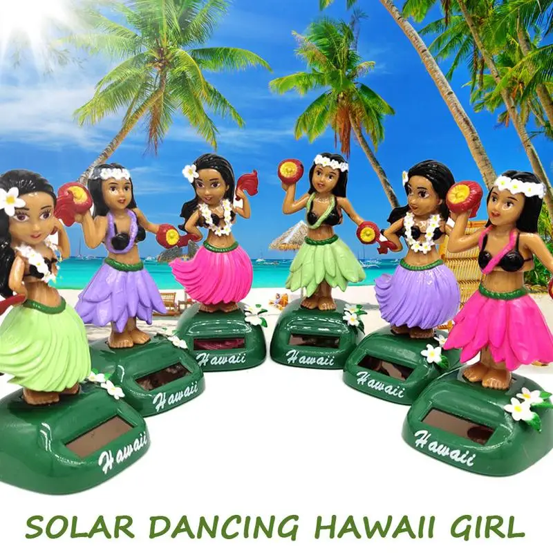 Solar Dashboard Hawaii Dancing Girl Car Dashboard Decorations Dancing Figure Toy Hawaiian HulaShaking Head Dancer Ornaments