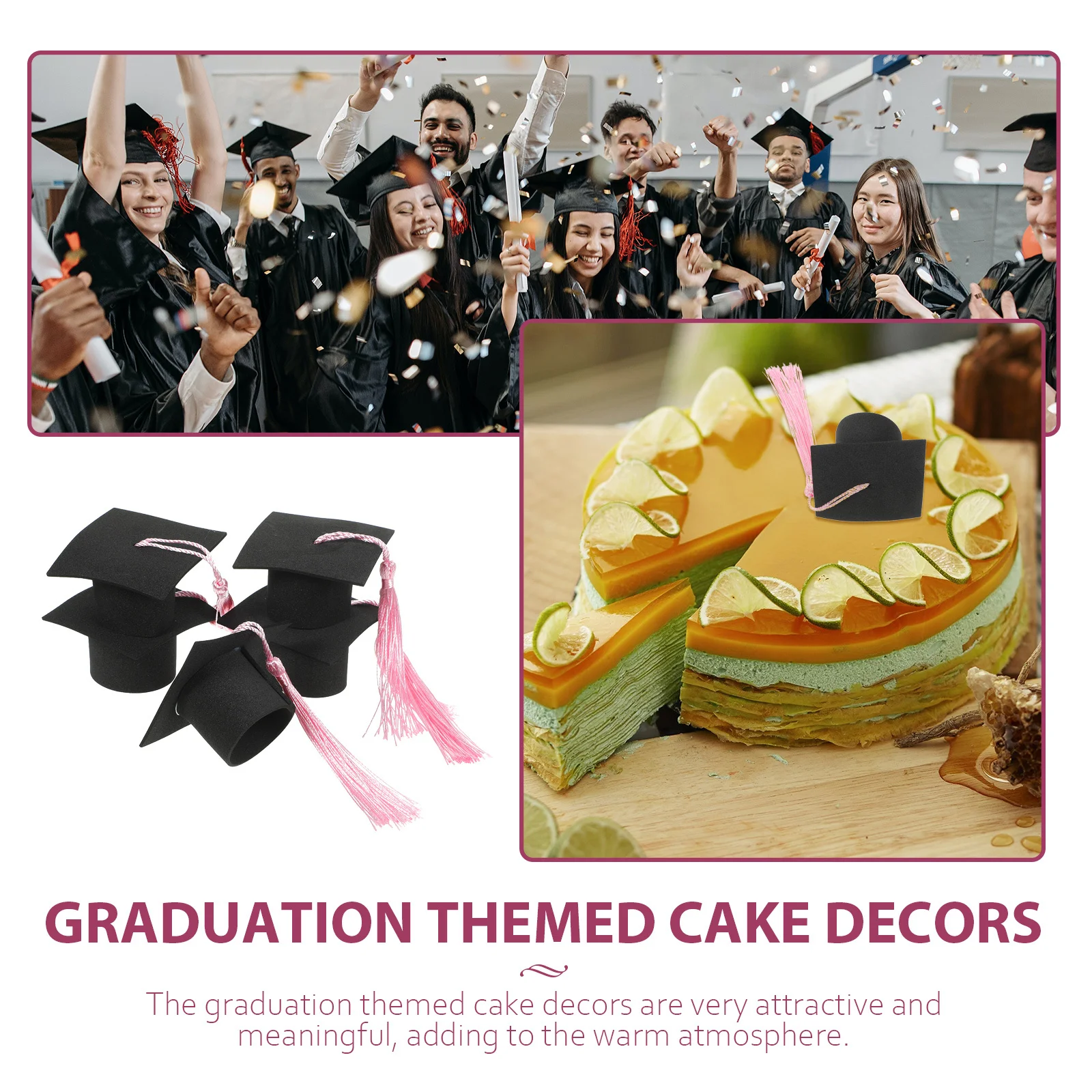 

Graduation Party Cake Decoration Mini Doctoral Cap Cupcake Ornament Exquisite Vivid Design Grad Cap Cake Toppers Graduation Tale