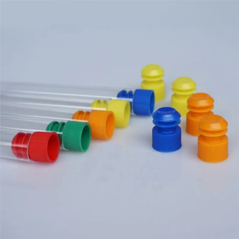 100pcs 12x75 mm Plastic Test Tube With Cap random Colors Of Cap  High Quality Clear Like Glass 5ml