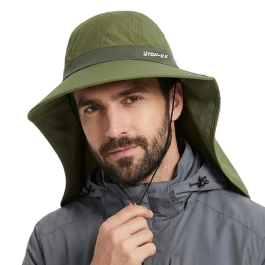 

Cooling Sun Hat with Neck Flap UPF 50+ Wide Brim Breathable Hat for Hiking, Fishing and Big Heads