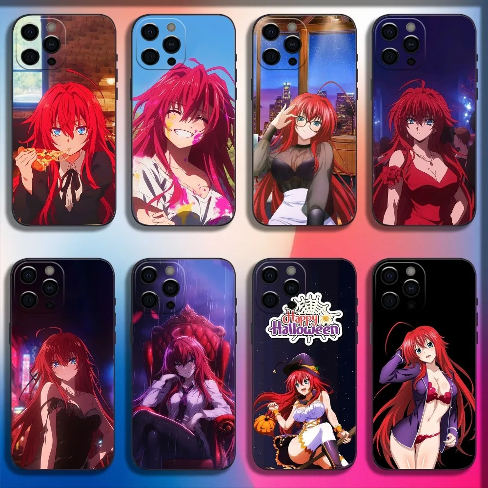 

R-Rias Gremory High School DxD Phone Case For iPhone 16,15,14,13,12,11,Pro,X,XS,Max,XR,Plus,Mini Soft Black Cover