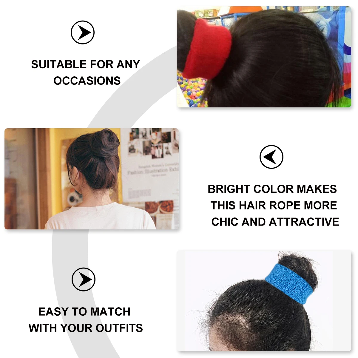 

12PCS Hair Ponytail Holders Bright Color Durable Ponytail Holders Material Everyday Accessories Hair Bands Ropes