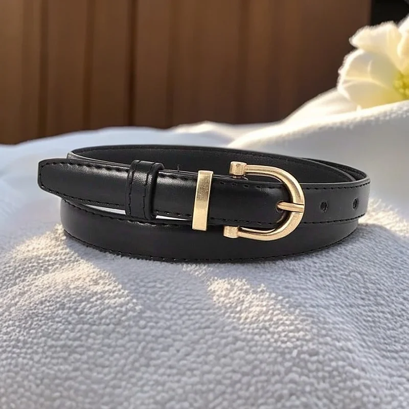 Cintura da donna Cinture sottili con fibbia ad ardiglione alla moda Cintura morbida di lusso genuina da donna con pantaloni cargo Jeans Cintura antivento Cintura in pelle PU