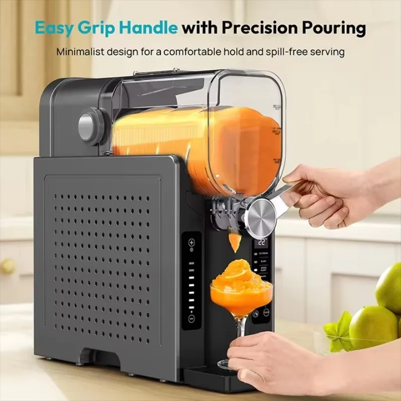 2L Automatic Single Cylinder Slushy Machine, Cold Drink Snow Ice Crusher Shaver for Small Household Outdoor Use