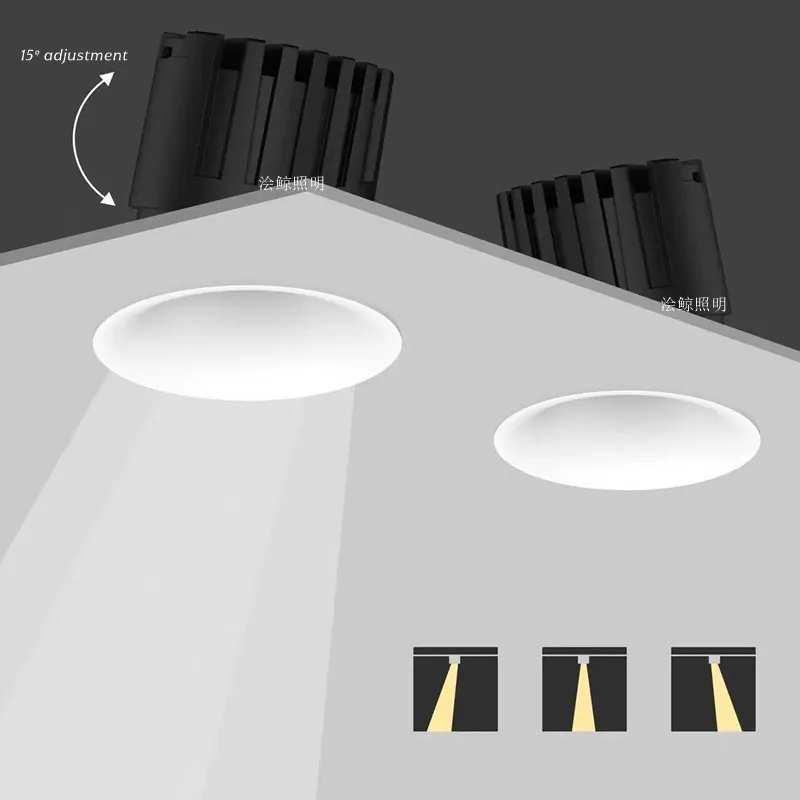 Arc-Shaped Deep Cup Anti-Glare Spotlight, Embedded Bezel-Less Wall Washer Light, Aluminum LED Tube Light, Living Room, Hotel 5W