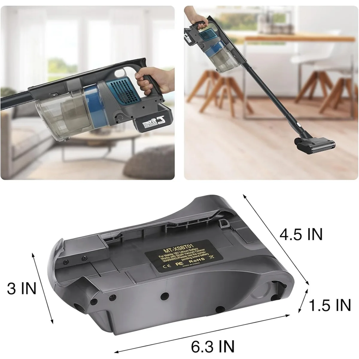 Adaptador de batería para Makita, Pila de iones de litio de 18V para reemplazar la batería Shark XSBT620 XSBT750 XSBT700 (sin batería)