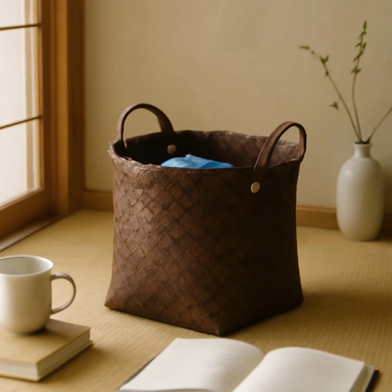 

Rattan-Inspired Premium American-Style Laundry Hamper PU Handle Clothes Storage Basket for Wardrobe Closet