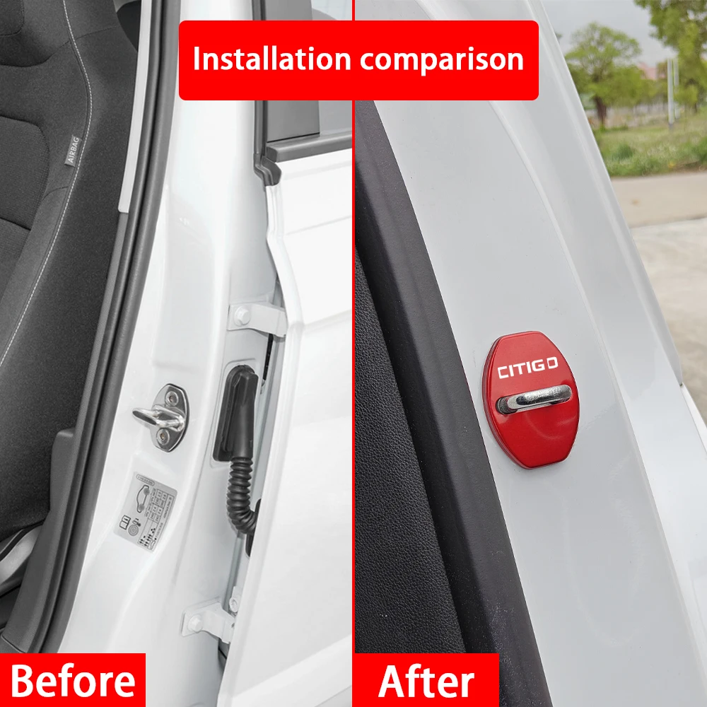 4 قطعة غطاء قفل باب السيارة لسكودا سيتيجو E IV ويكي مونتي كارلو 2011 2012 2013 2014 2015 2016 2017 2018 2019 2020 اكسسوارات #3