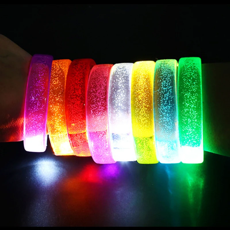 5Pcs/bag Funny Glowing Party Supplies Led Flash Bracelets Wristbands Concert Neon Light Up Bracelet Toy Wedding Party Decor Gift