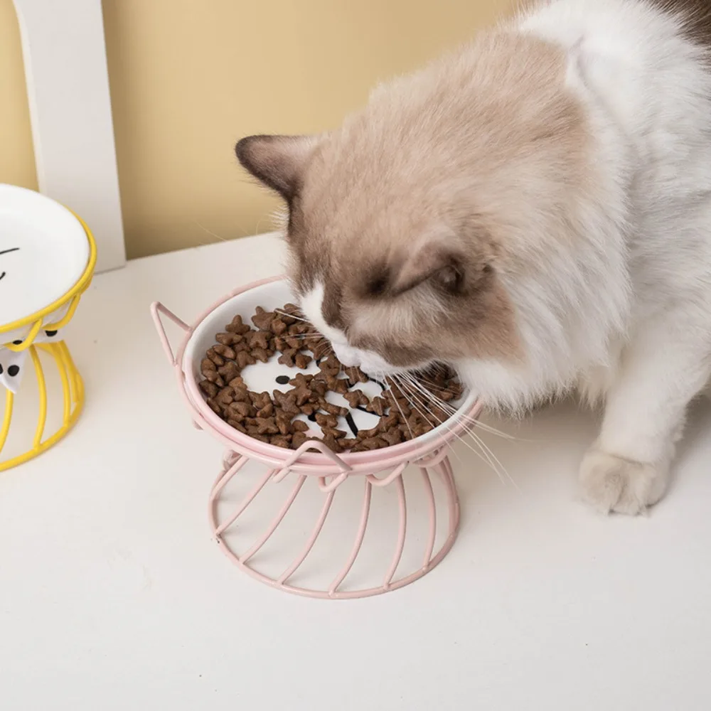 

Pet Feeding Bowl With Stand Ceramic Cat Bowl Non-Slip Cartoon Cat Food Bowl Large Capacity Dog Water Bowl for Cats and Dogs