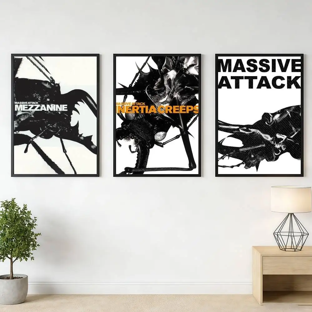 Pósteres de álbumes de M-Massive A-Attack, pegatinas con impresión artística, decoración de pared Retro Vintage, HD, para sala de estar, hogar, oficina, regalo, ocasión