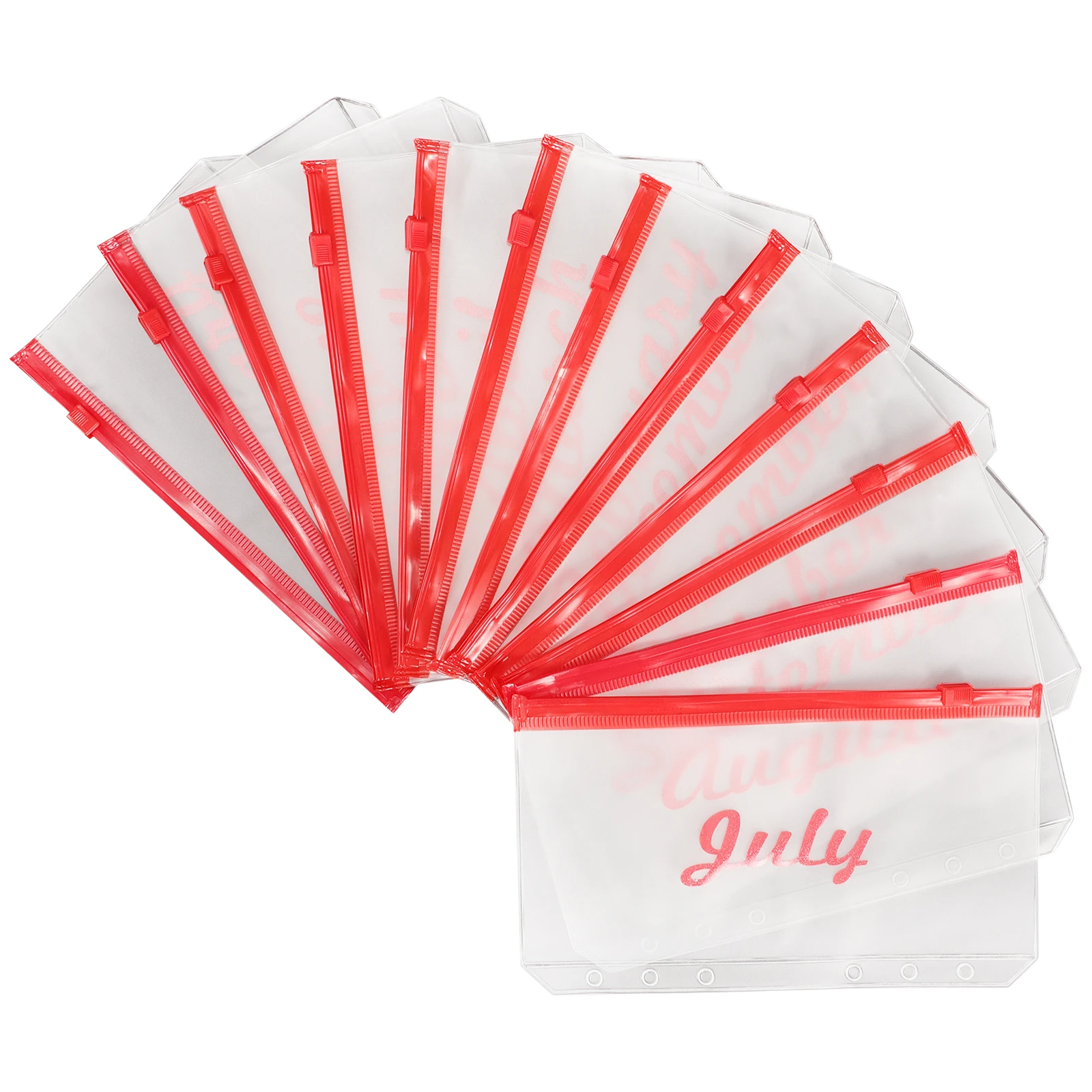 

12pcs Budget Binder Envelopes Plastic 6-Hole Binder Pockets Reusable Document Storage Pvc Money Saving Challenge Divider Pocket