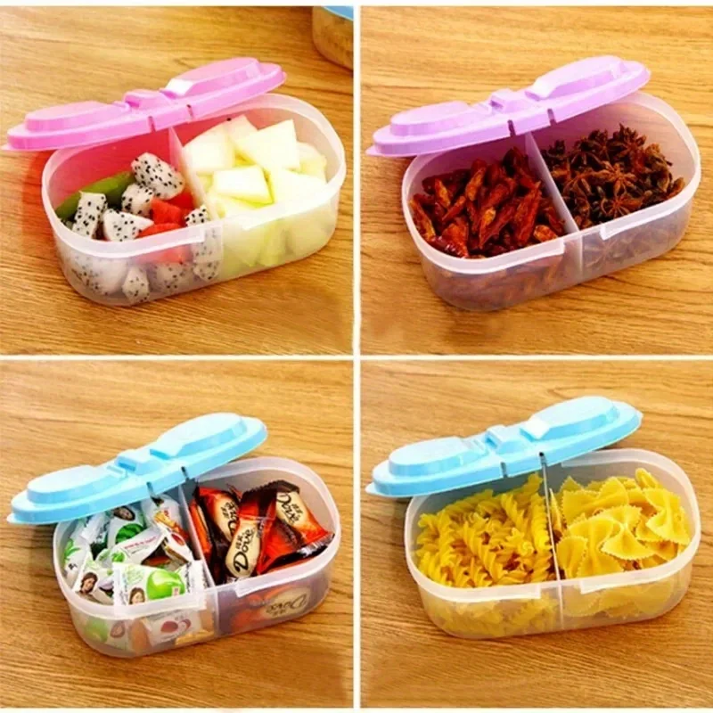 1/4pcs Lidded Compartment Box Plastic Kitchen Food Grocery Sealed Jars Multi-functional Kitchen Refrigerator Storage Organizers