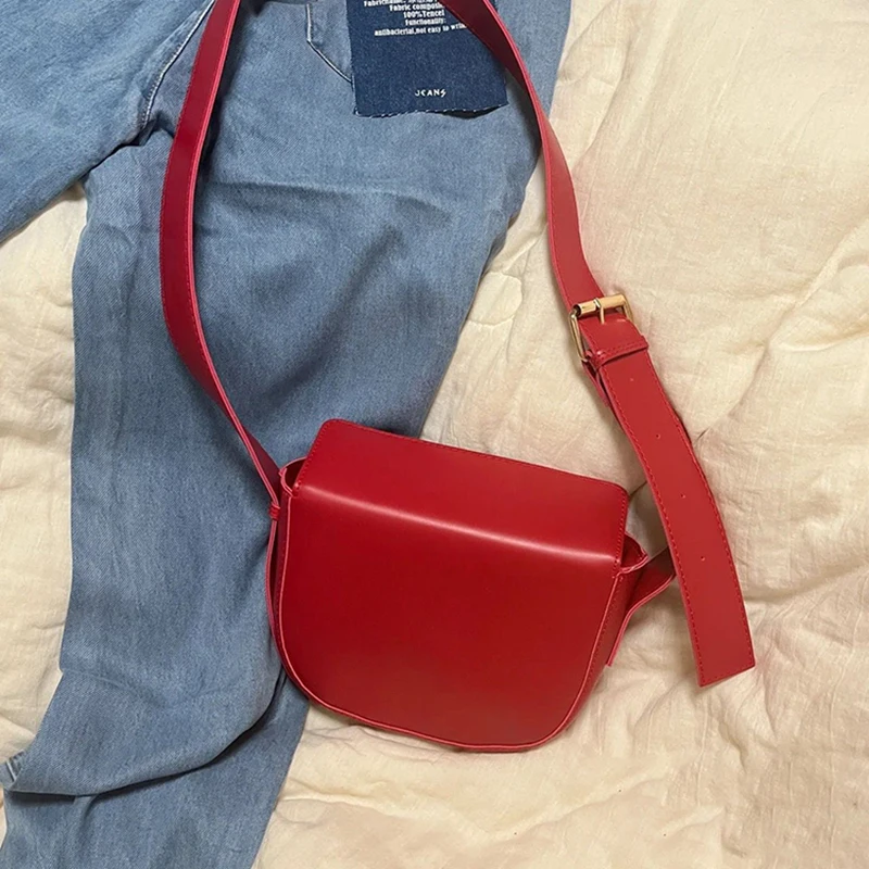 Crossbody Bags for Women Luxury Designer Wide Shoulder Strap Red Wedding Handbags 2023 Autumn New All-match Shoulder Bag