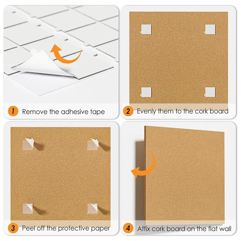 12Inch X 12Inch Cork Tiles, 6 Pack Cork Boards For Wall With Safe Removable Adhesive Tabs, Large Cork Bulletin Boards