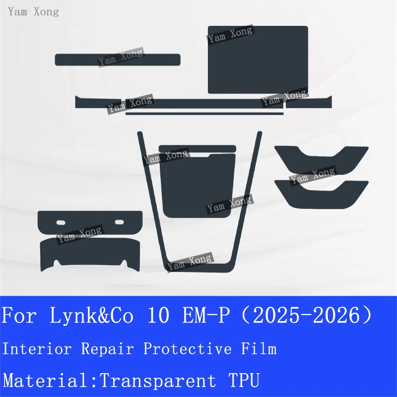 Car Interior TPU Protective Film For Lynk&Co 10 EM-P 2025-2026 Center Console Navigation Instrucment Scratch Repair Sticker