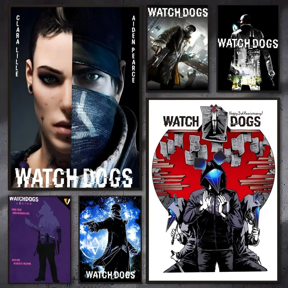 game Watch Dogs 2 Poster Self-adhesive Waterproof Paper Sticker Coffee House Bar Room Wall Decor