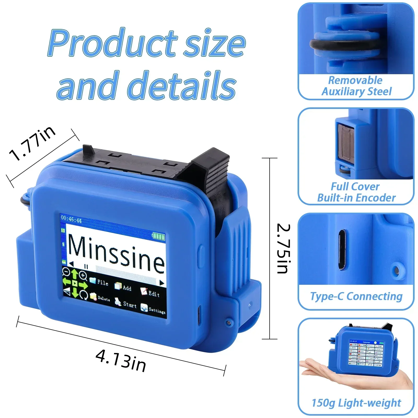 Neu! 12,7 mm Düse Mini-Handheld-Tintenstrahldrucker QR Barcode Batch Datum Nummer Logo Ablaufdatum Codiermaschine Nicht verschlüsselt