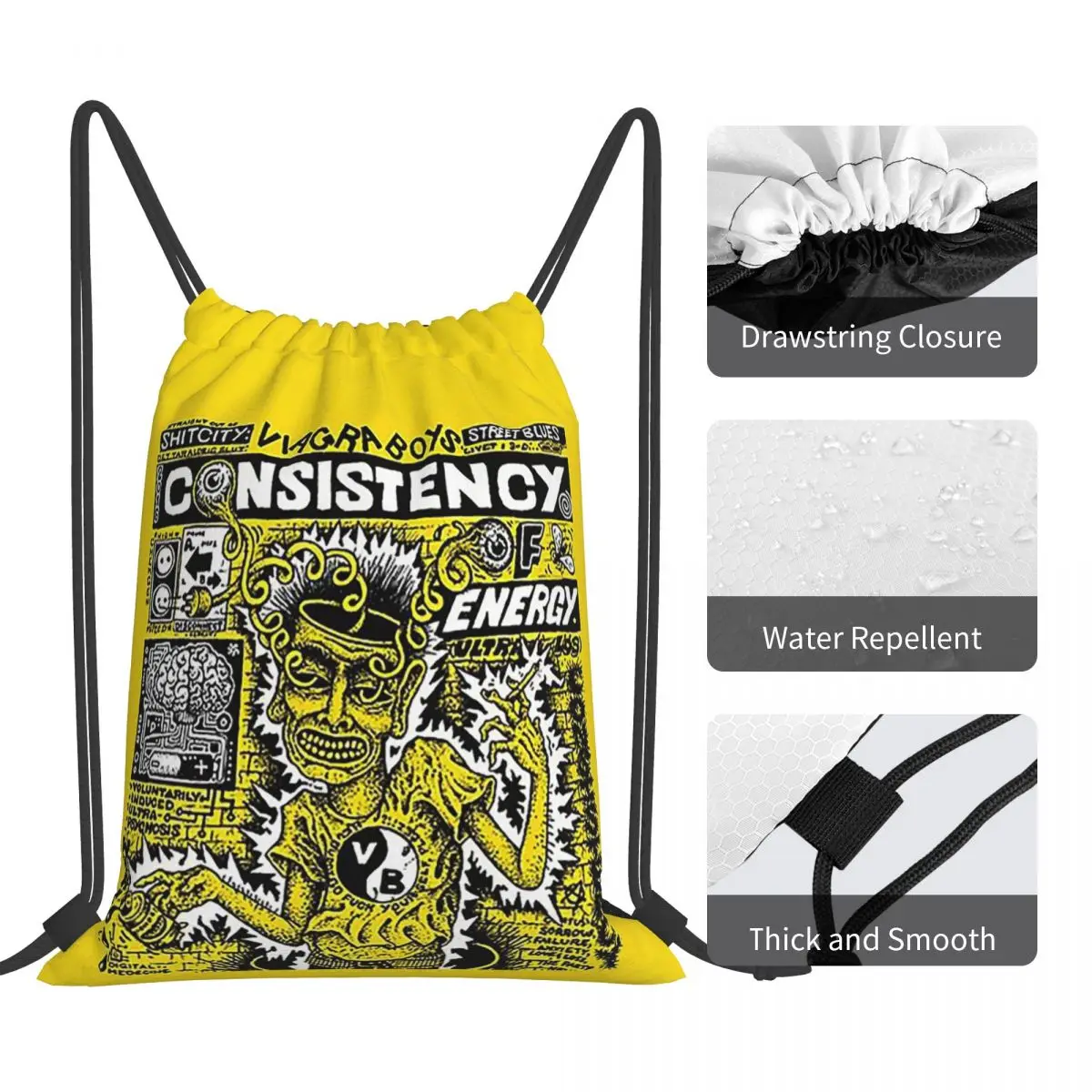 Viagra Boys Consistancy Of Energy Backpacks Multi-function Drawstring Bundle Pocket Sports Bag Book Bags For Man Woman School