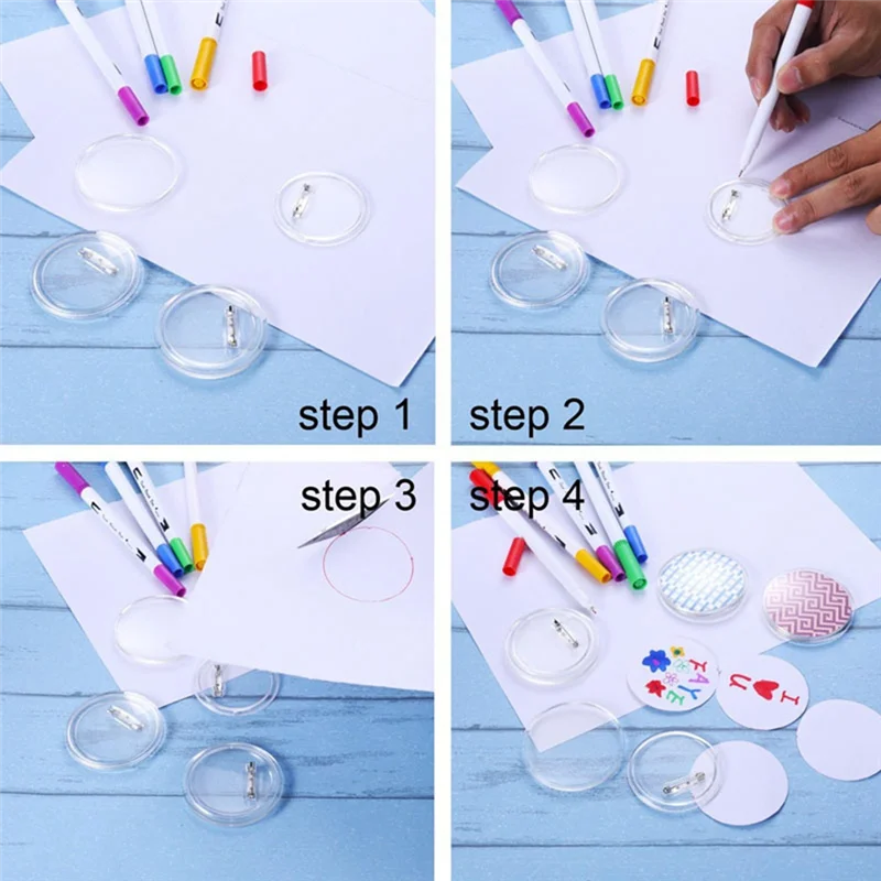 Upgraded 3 Inch DIY Button Pins Acrylic Button Pin Back Buttons For School Projects 25Pcs