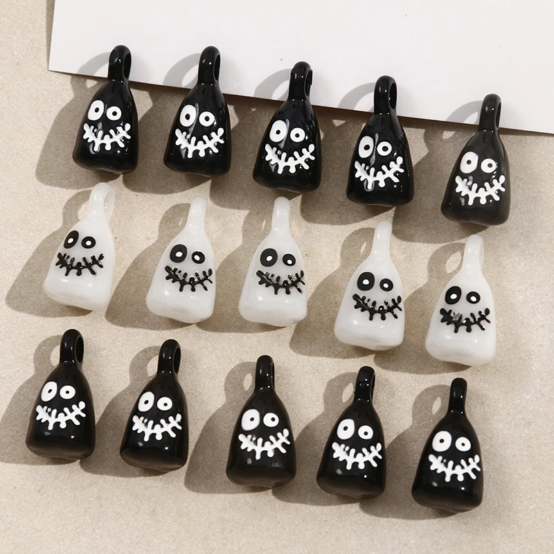 Halloween Ghost Pendant Cartoon 3D Ghost Resin Charm Easter Pendants Accessories For Earring Necklace Keychain DIY Making