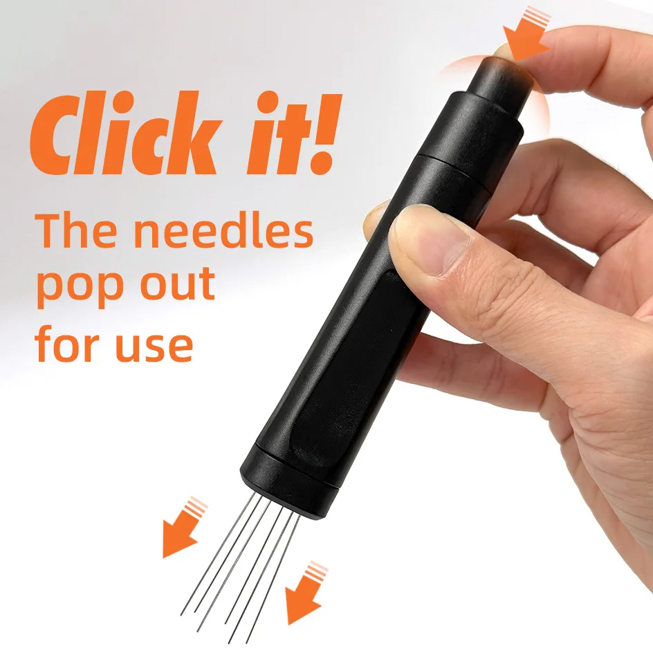 Retractable WDT Tool Espresso Flick WDT Tool Espresso Stirring Needle Coffee Stirrer 6 Needles Telescoping Distribution Tool
