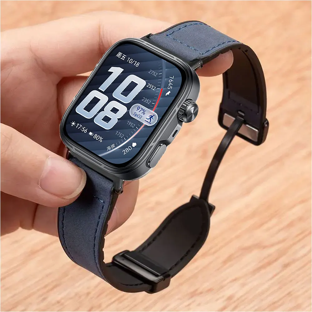 Lederarmband für Huawei Fit4pro 5pro Business Band Magnetisches Armband für Huawei Fit5 Fit4 Fit3 Metallverbinder Correa Zubehör