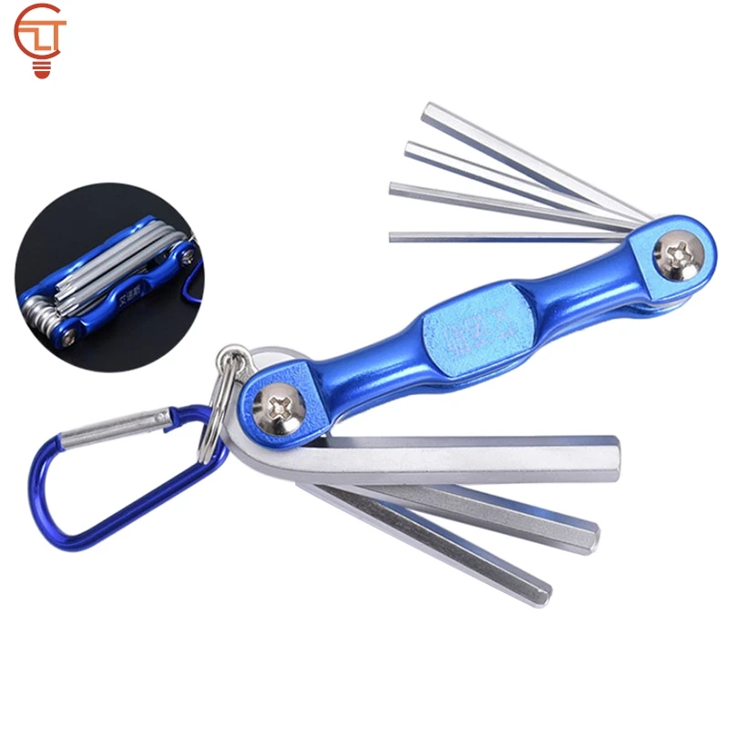 Folding Hex Wrench Metal Metric Allen Wrench Set Hexagonal Screwdriver Hex Key Wrenches Allen Keys Hand Tool Portable Set