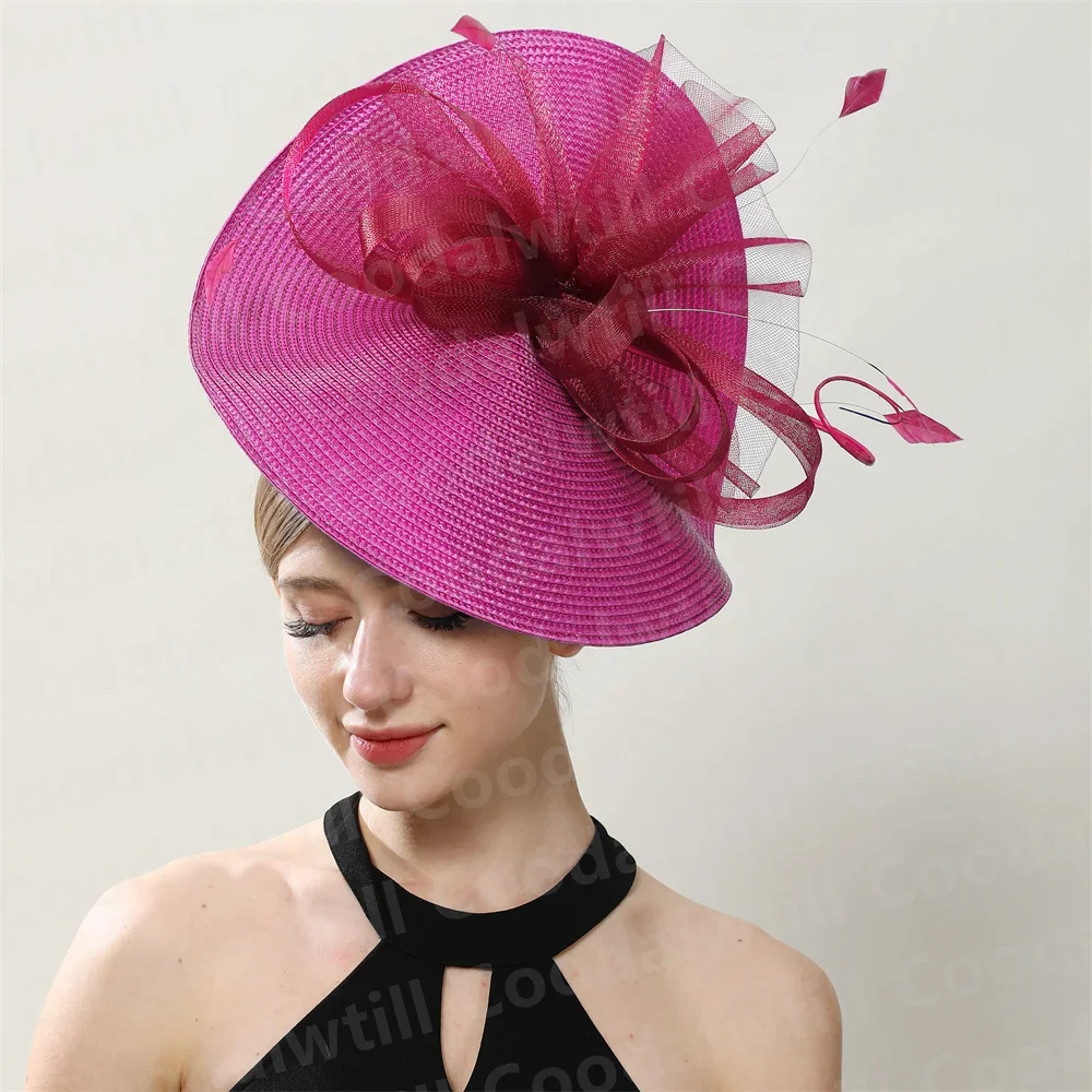 

Church Race Fascinator Hat Women Royal Ascot Party Tea Headwear With Feather Hair Pillbox Cap Ladies Banquet Race Headpiece