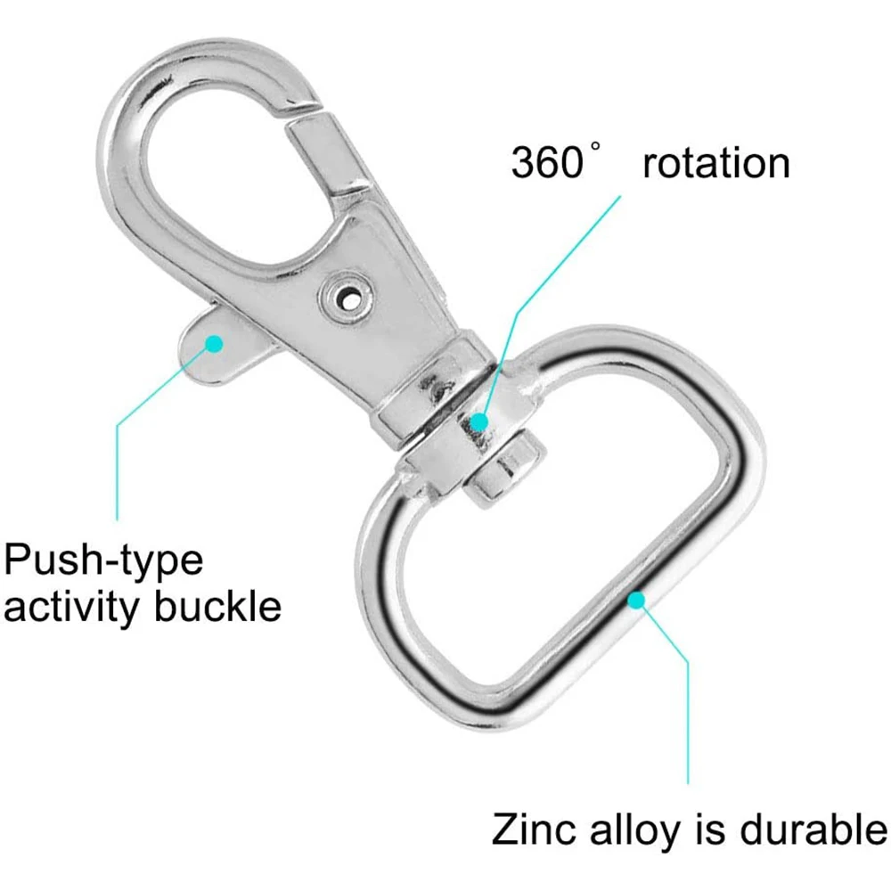 15Pcs Metal Keychain Clasps Swivel Snap Hooks D Ring and Slide Buckle Triglide for Handbag Purse Fasteners Sewing DIY Crafts