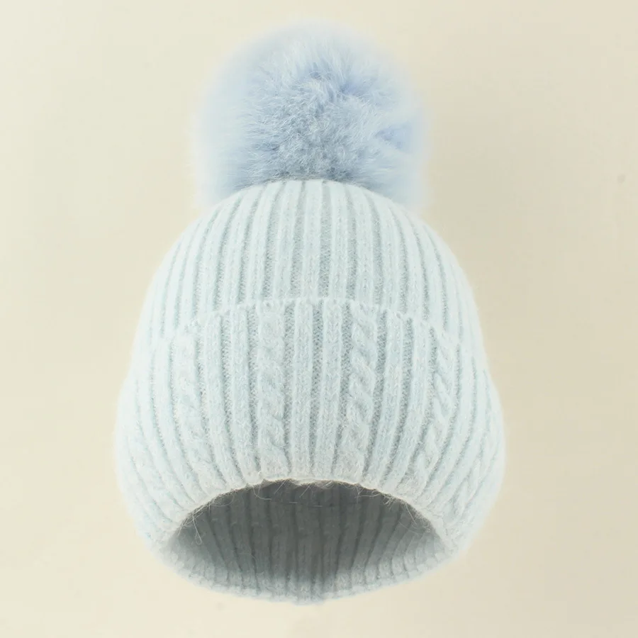 

Angora Hat Women Winter Knit Beanie Real Fox Fur Pompom Warm Ski Accessory For Cold Weather Autumn Sport Outdoor Luxury