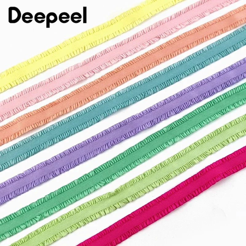 5/10/20Yards 13mm Elastic Band for Sewing Clothes Double Ruffle Lace Rubber Hairband Underwear Bra Strap Ribbon DIY Accessories