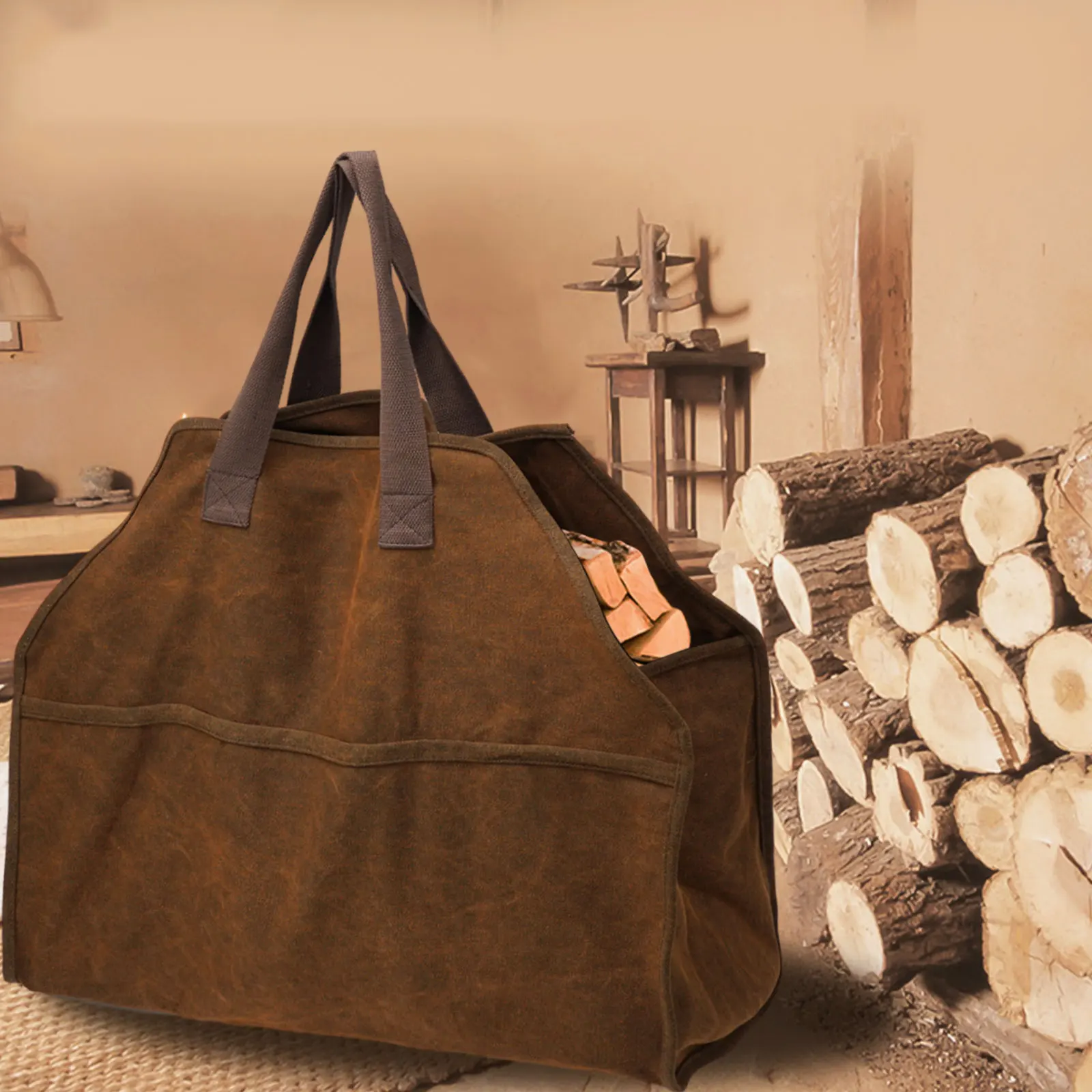 Bag Bag Bag Carrying Bag Handle Large Capacity Scratch-resistant Fireplace Camping Camping Practical Bag Bag Bag