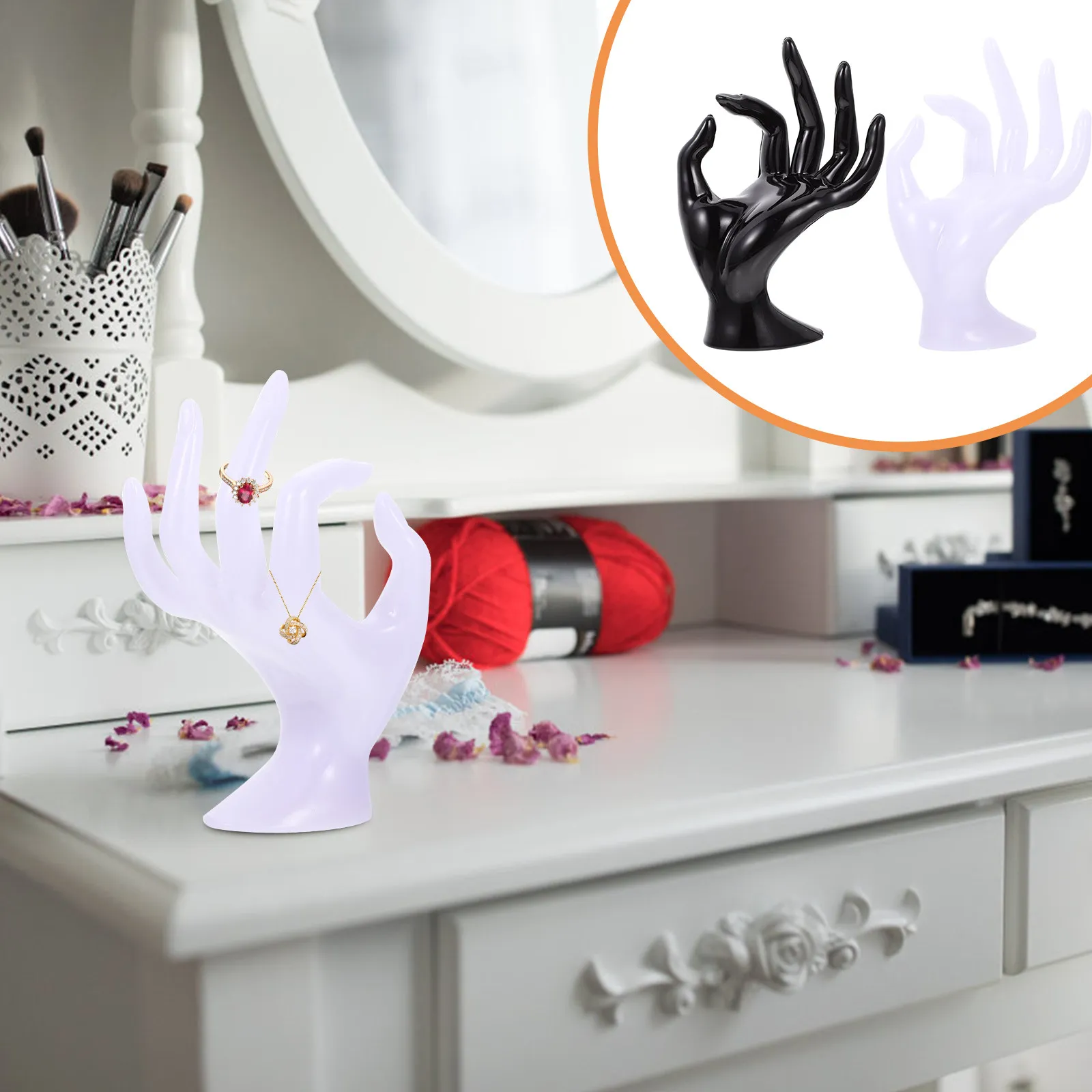

2Pcs Creative Hand Modeled Ok Gesture Jewelry Stand Plastic Display Rack for Bracelets Watches Necklaces Dressing Table