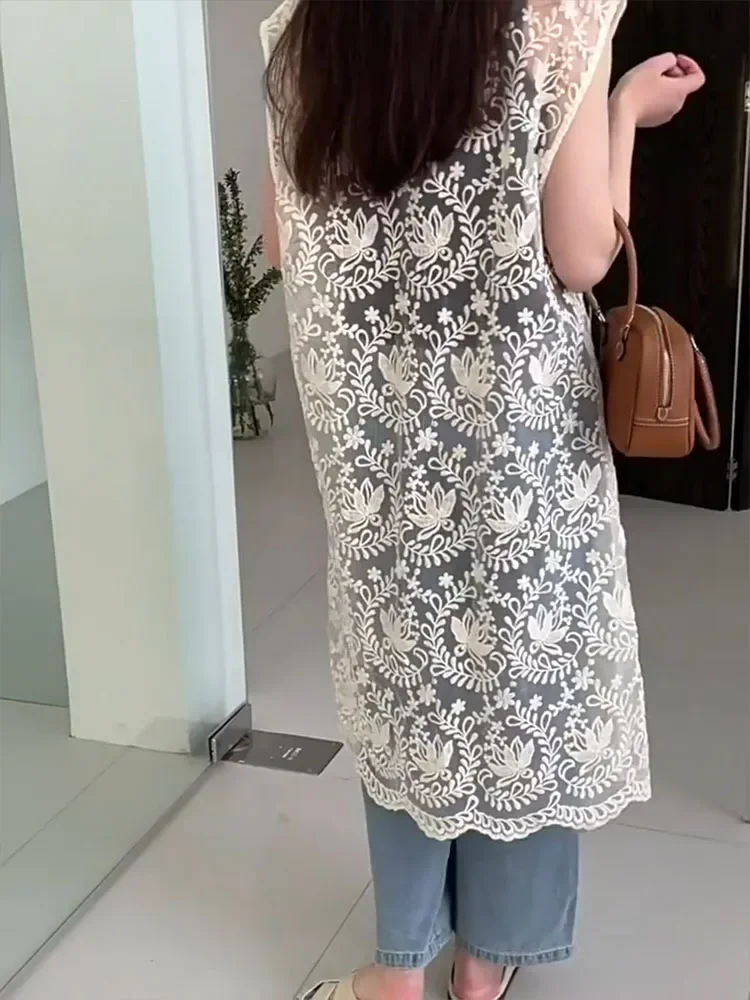 Vestido retrô de renda jacquard feminino, fundo oco, capa em camadas de alto grau, primavera, verão, novo, CT2391, 2024