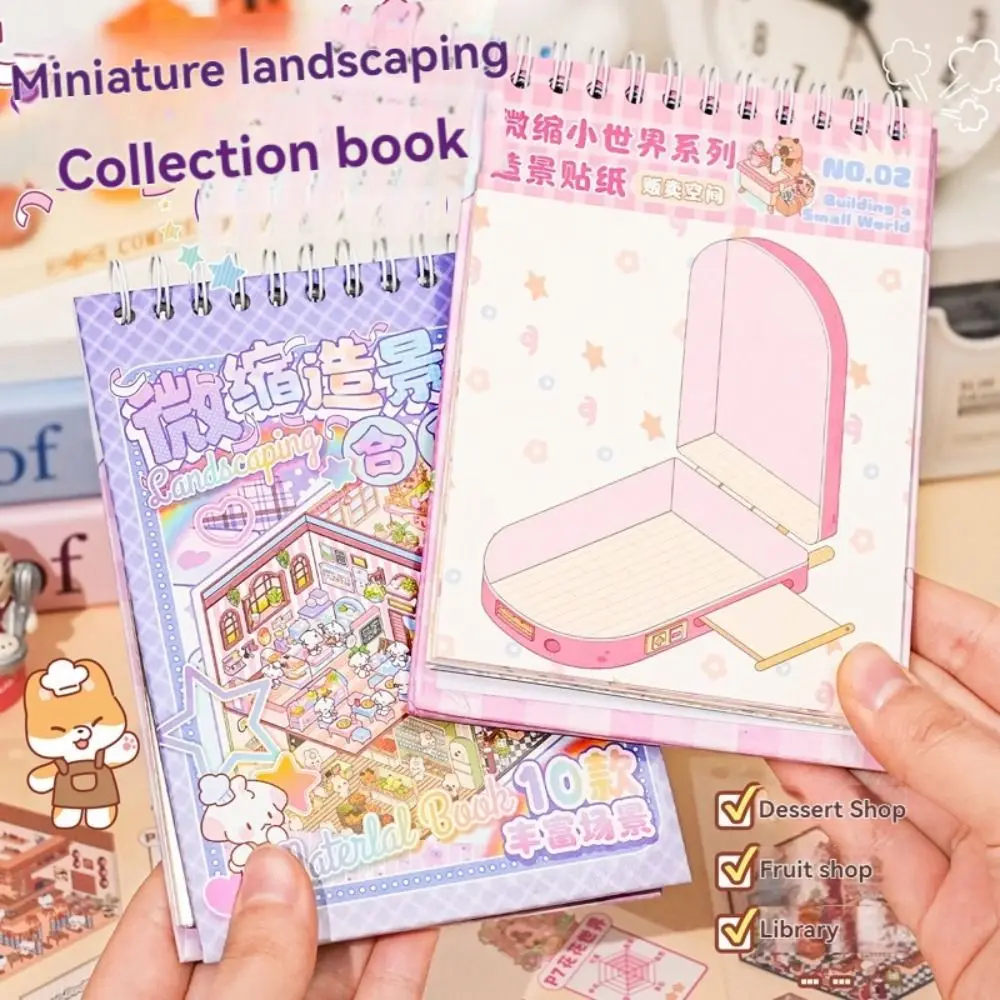 10 in 1 Landscape Sticker Book DIY Cute Cabin Scene Pocket Sticker Cartoon Tear-proof Cabin Scene Decorative Decals